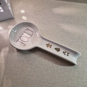 Rae Dunn White Spoon Rest with Festive Icons
